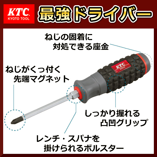 KTC マイナスドライバー 貫通 8mm幅 樹脂柄 D1M2-8 京都機械工具